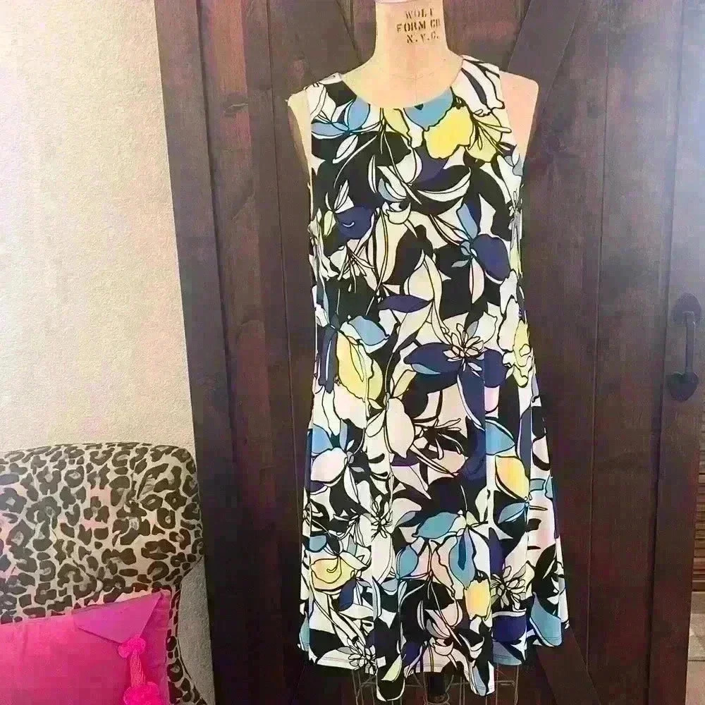 Anne Klein, A Line Flared Dress, Size S